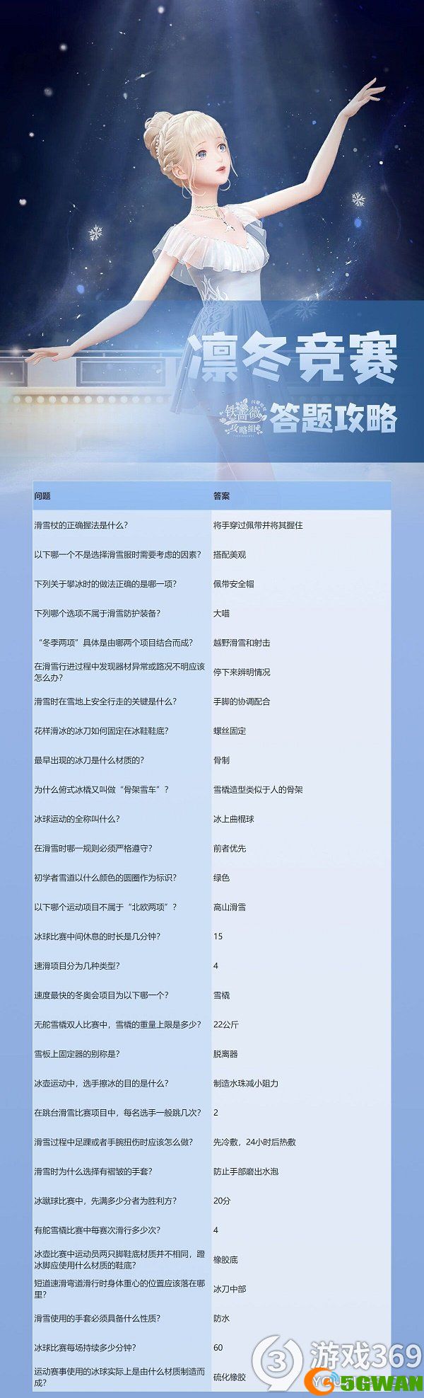 闪耀暖暖凛冬竞赛答案是什么 闪耀暖暖凛冬竞赛答案大全