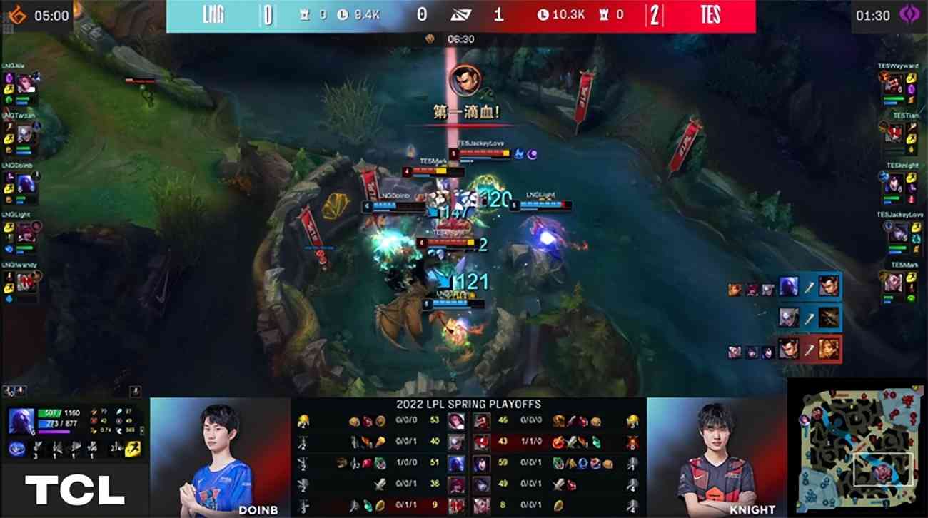 LOL-LPL：knight阿狸叠满25层“杀人书”，TES 3-0击败LNG晋级四强