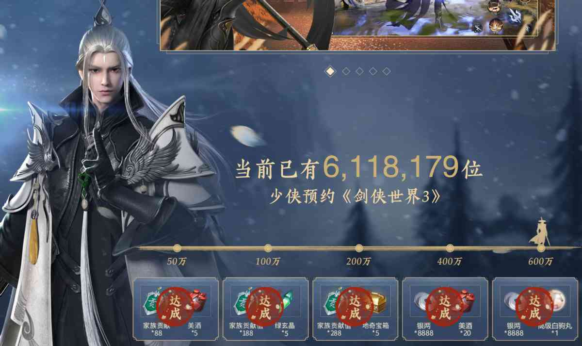 《剑侠世界3》预约突破600万,或成最大黑马选手