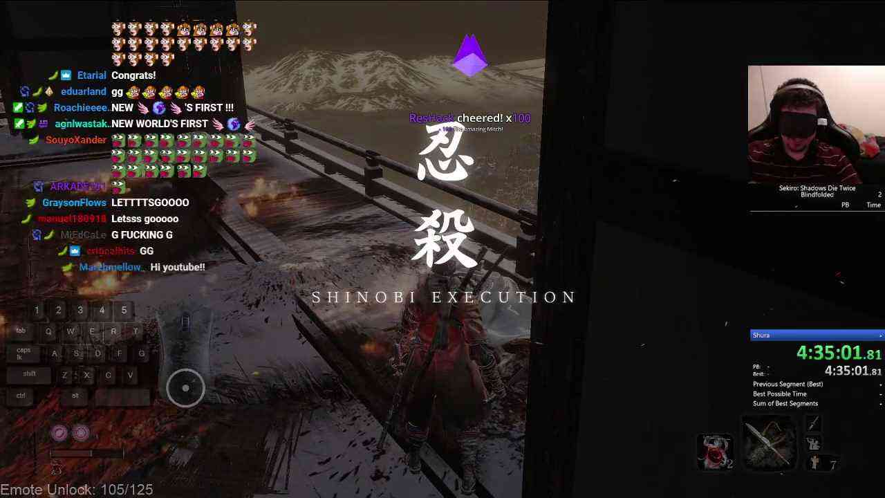 主播蒙眼速通《只狼:影逝二度》修罗结局 用时约4个半小时