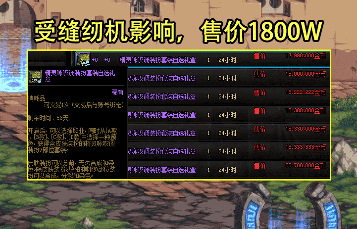 DNF:五一礼包道具价格一览!时装礼盒1800W,至尊装扮仅需2.2E