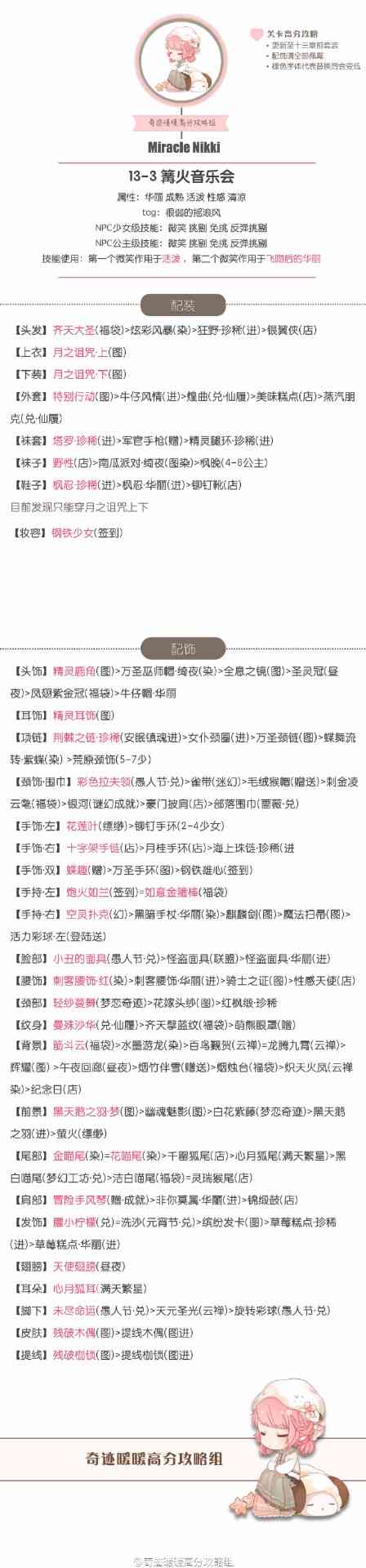 奇迹暖暖第十三章公主少女高分搭配攻略初测版(上)