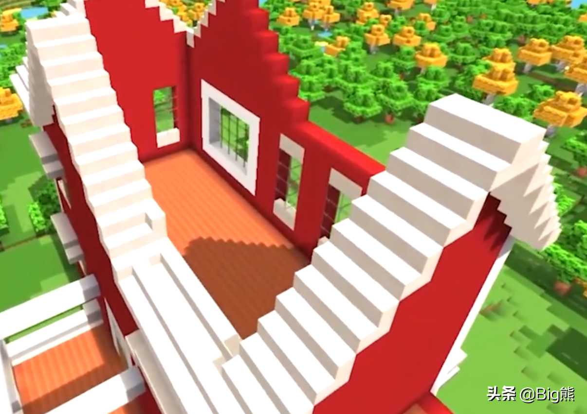 迷你世界：看起来很气派的红砖别墅，新手掌握几点也能搭建出来