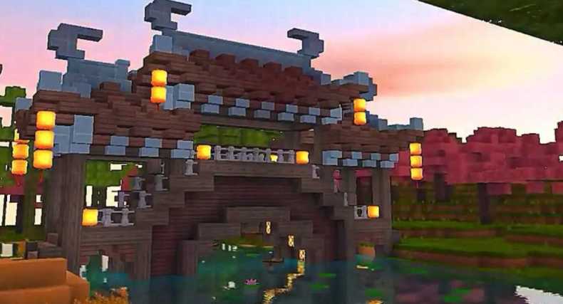 迷你世界古典建筑入门，先来搭建一座中式廊桥吧（迷你世界仿古建筑）