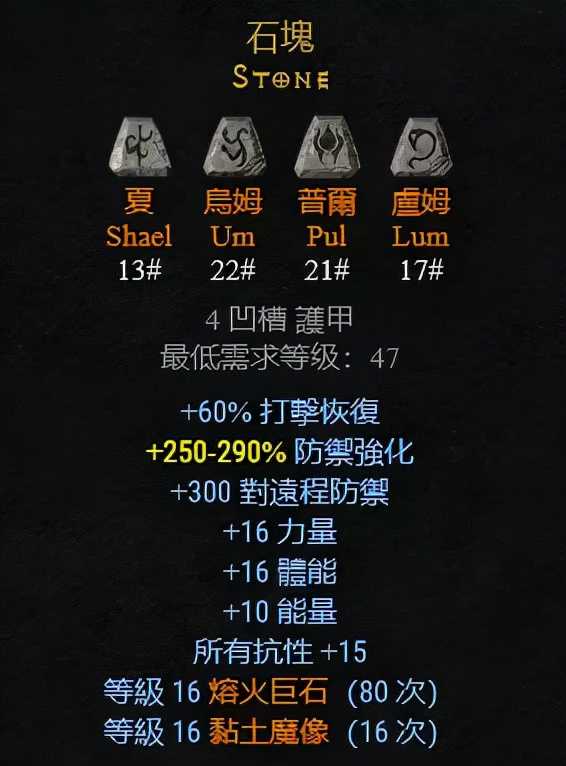盔甲位置可以制作的符文之语,暗黑2重制版