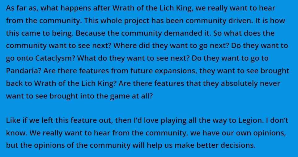 暴雪：WLK怀旧不是终点，玩家愿意能一直玩10年，CTM已在规划中