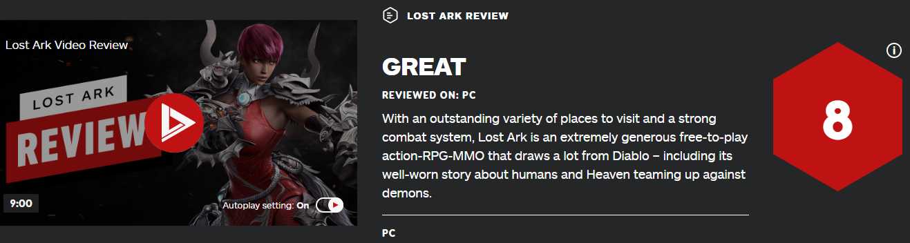 《失落的方舟》IGN评8分：游戏出色 借鉴了暗黑许多元素