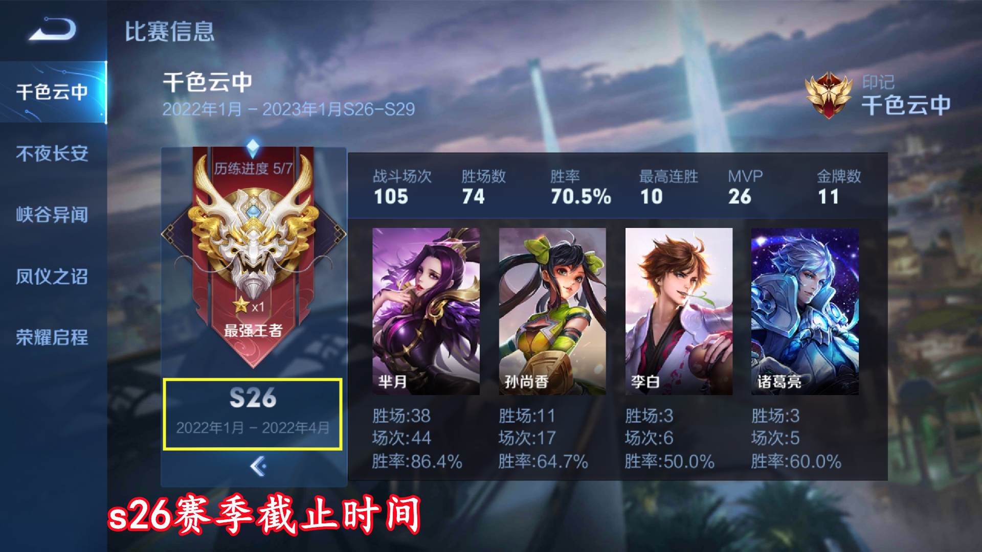 s26结束倒计时,段位继承出炉,大乔传说超美,猫娘新海报确定