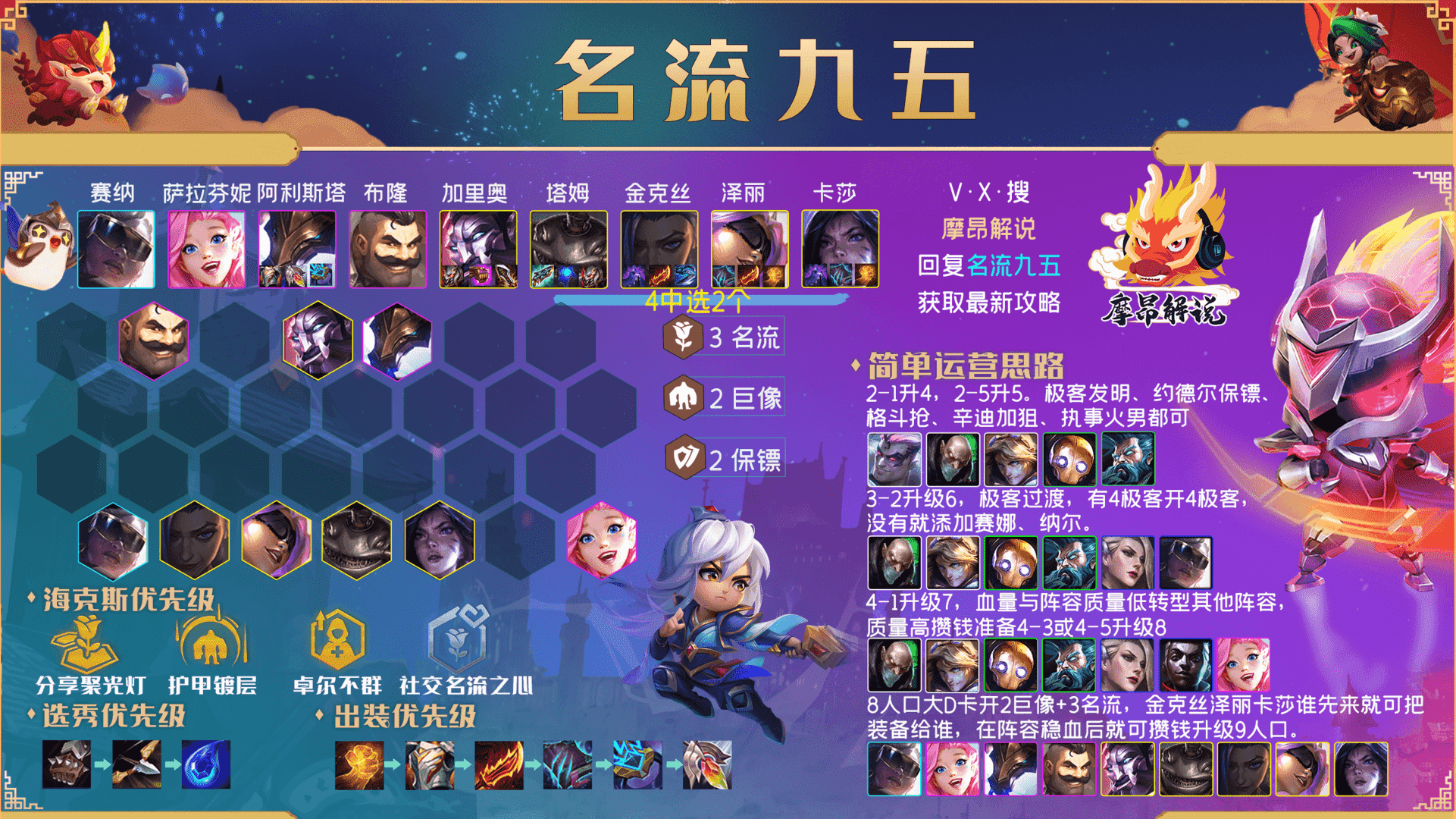 云顶之弈:T0名流九五,赛季强度天花板,灵活C位控制输出拉满